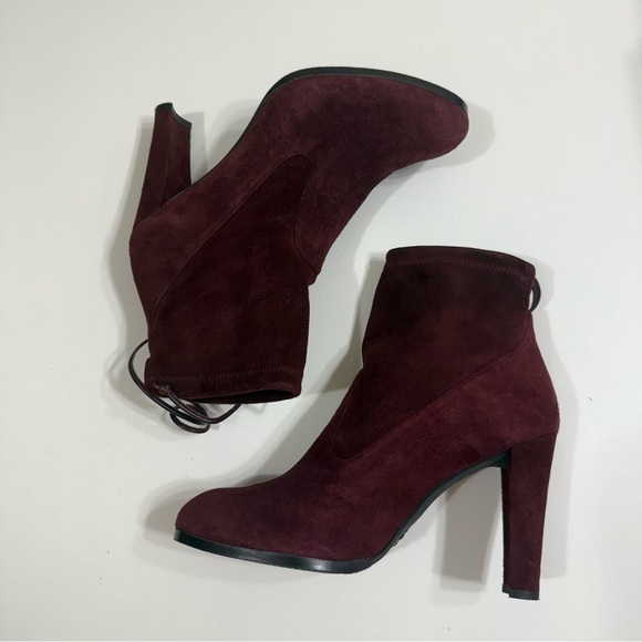 Stuart Weitzman Perfection Bootie Heeled Sock Bootie Currant Size 7.5 - Picture 4 of 11